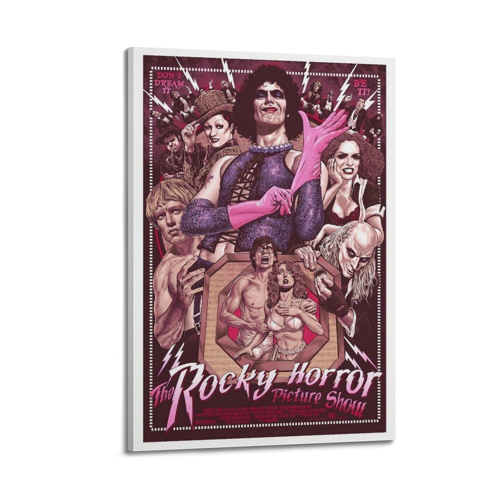 SUDANGDIANZI The Rocky Horror Picture Show Poster Horror Movie Canvas Poster And Wall Art Modern Family Bedroom Gym Office Decor Gift 24x36inch(60x90cm) Frame-style