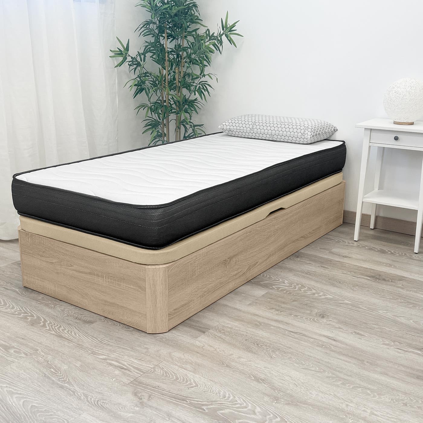 Duérmete Online - Canapé Abatible de Madera Súper Reforzado Gran Capacidad con Apertura Lateral, Transpirable y Resistente, Esquinas Redondeadas, 90 x 190, Cambria