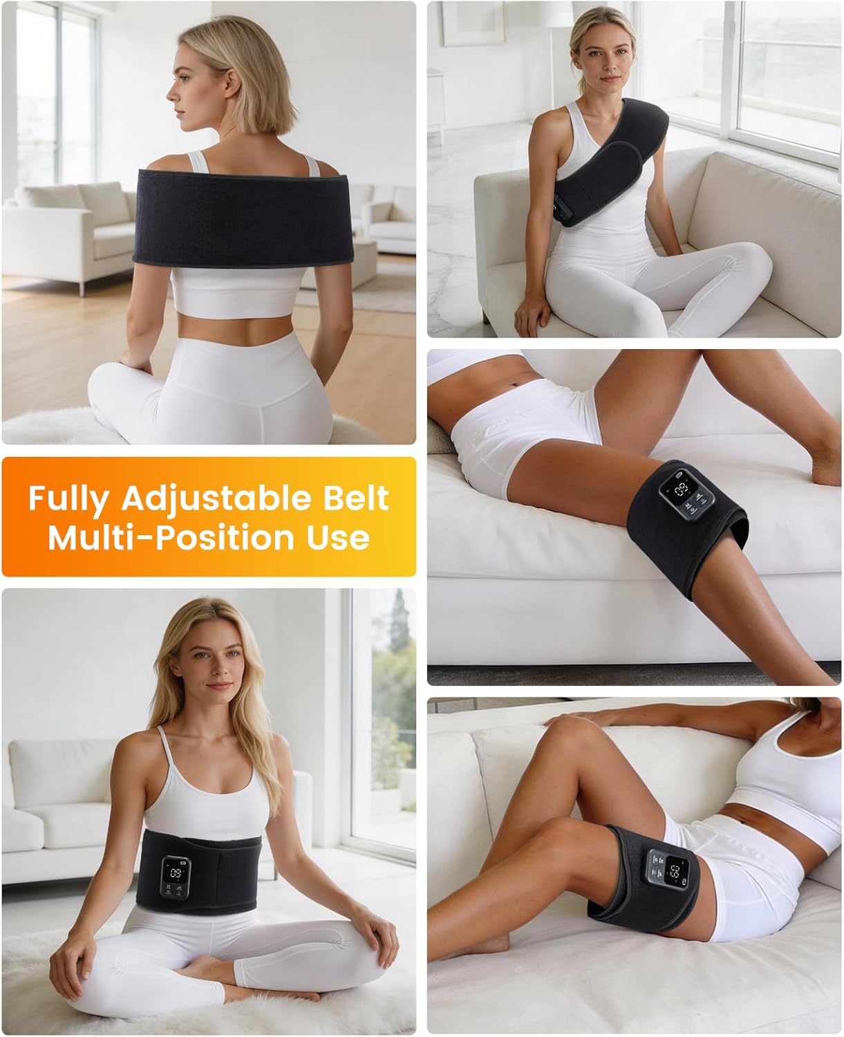 Cordless Red Light Therapy Belt for Body - 660nm & 850nm NIR Therapy Wrap with Dual Massage Motors and Heat - Portable 5000mAh Rechargeable for Back Waist Muscle Comfort and Stomach Shaping