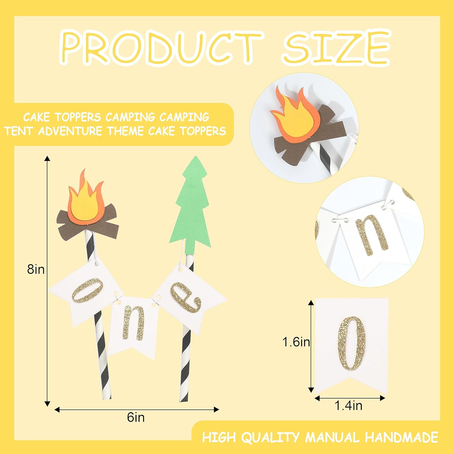 BOOMPA Cake Topper For One Happy Camper - Campfire Party Birthday Decorations,Camping Party Decorations - Woodland Cake Toppers For Boys - Cake Topper, Wedding Anniversary Rravel