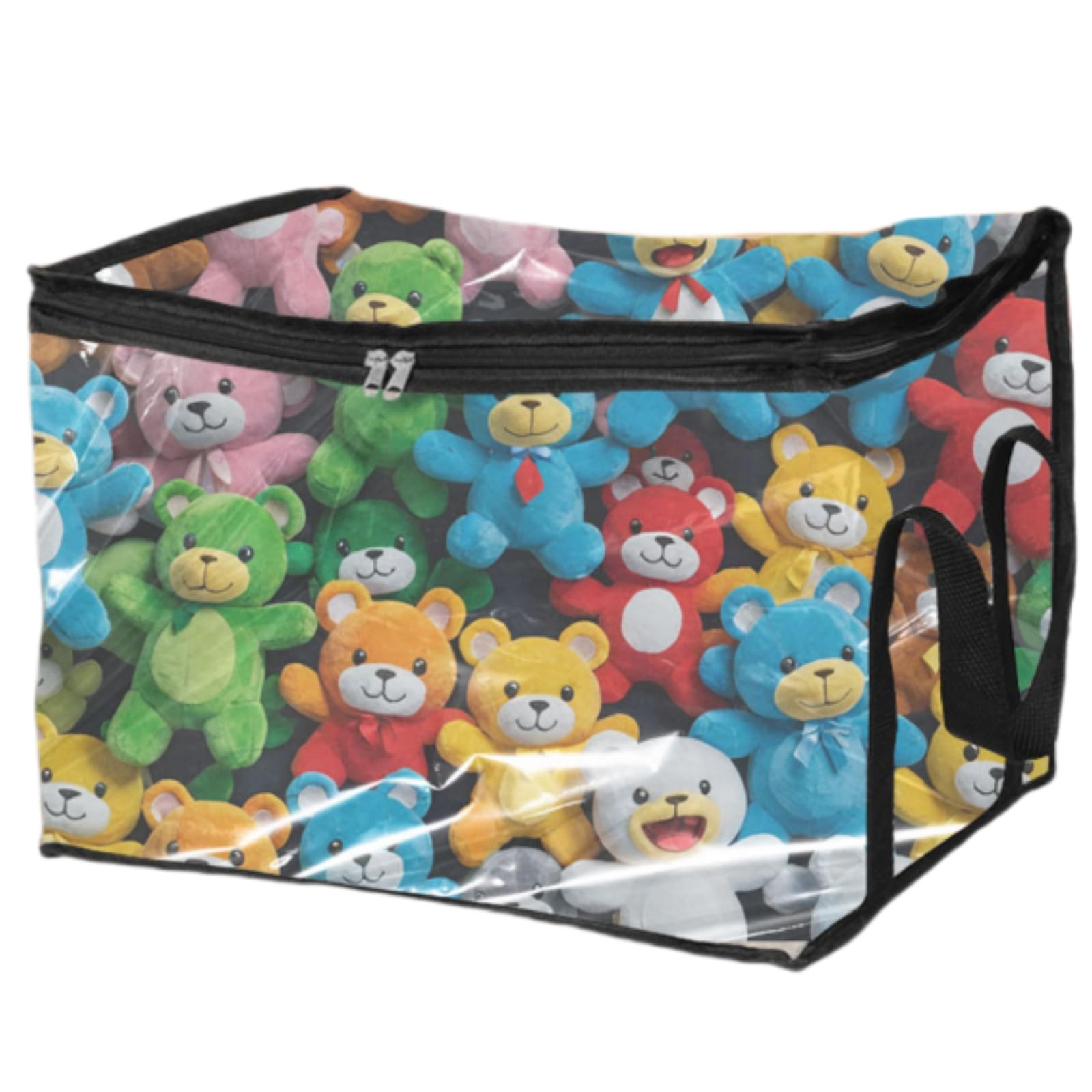 Shaojian Clear Toy Storage Bags Pvc Toys Storage Organiser With Zipper And Handle Waterproof Stuffed Animals Organiser For Building Blocks, Puzzle, Board Game, Kids Books(32×25×24Cm)