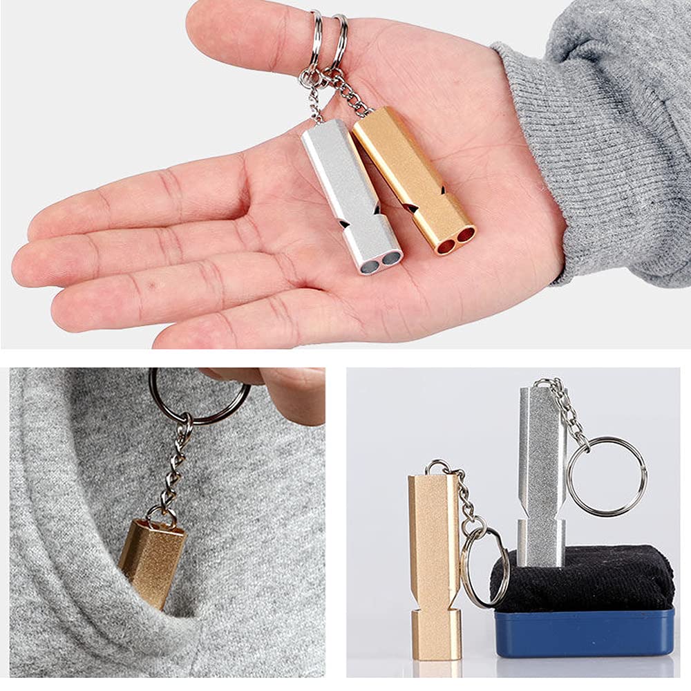 4 Fischietti Emergenza In Metallo Con Cordino - Forte E Impermeabile Per Outdoor E Sport - Foto 5