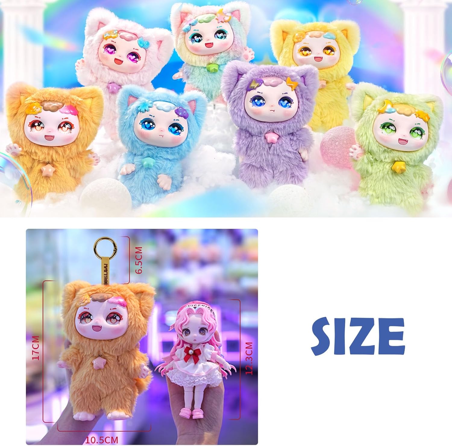 CALEMBOU Blind Box,Soft Kawaii 1 of 6 Possible Mystery Collectible Plush Doll Toys, Animals Stuffed Keychain Charm Birthday Gifts,Ula Weather Series