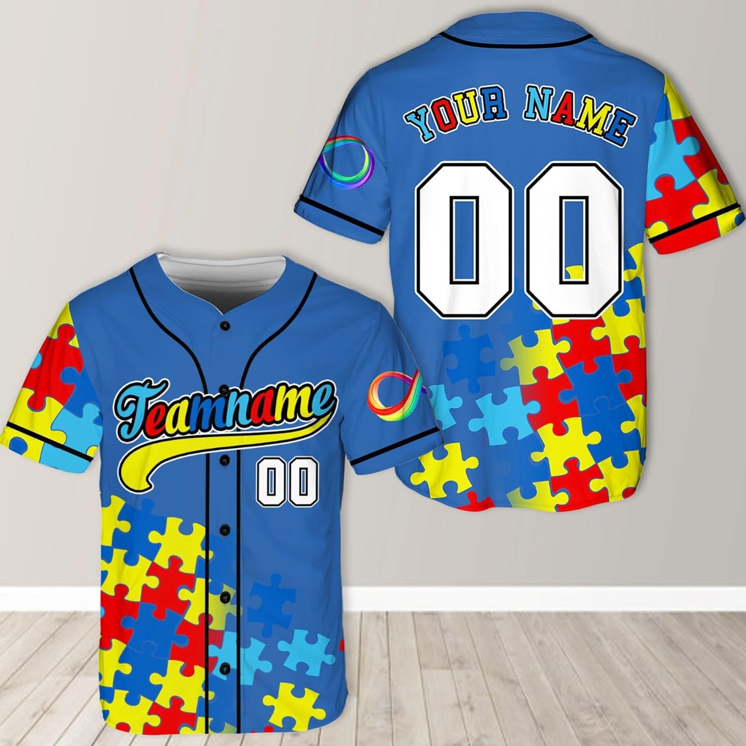 Personalized Autism Awareness Baseball Jersey, Custom Name Puzzle Autism Baseball Jersey, Autism Support Baseball, Autism Warrior Jersey