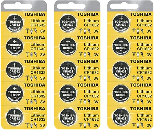 Toshiba Batería CR1632 3V Litio Moneda Celda (15 Baterías)