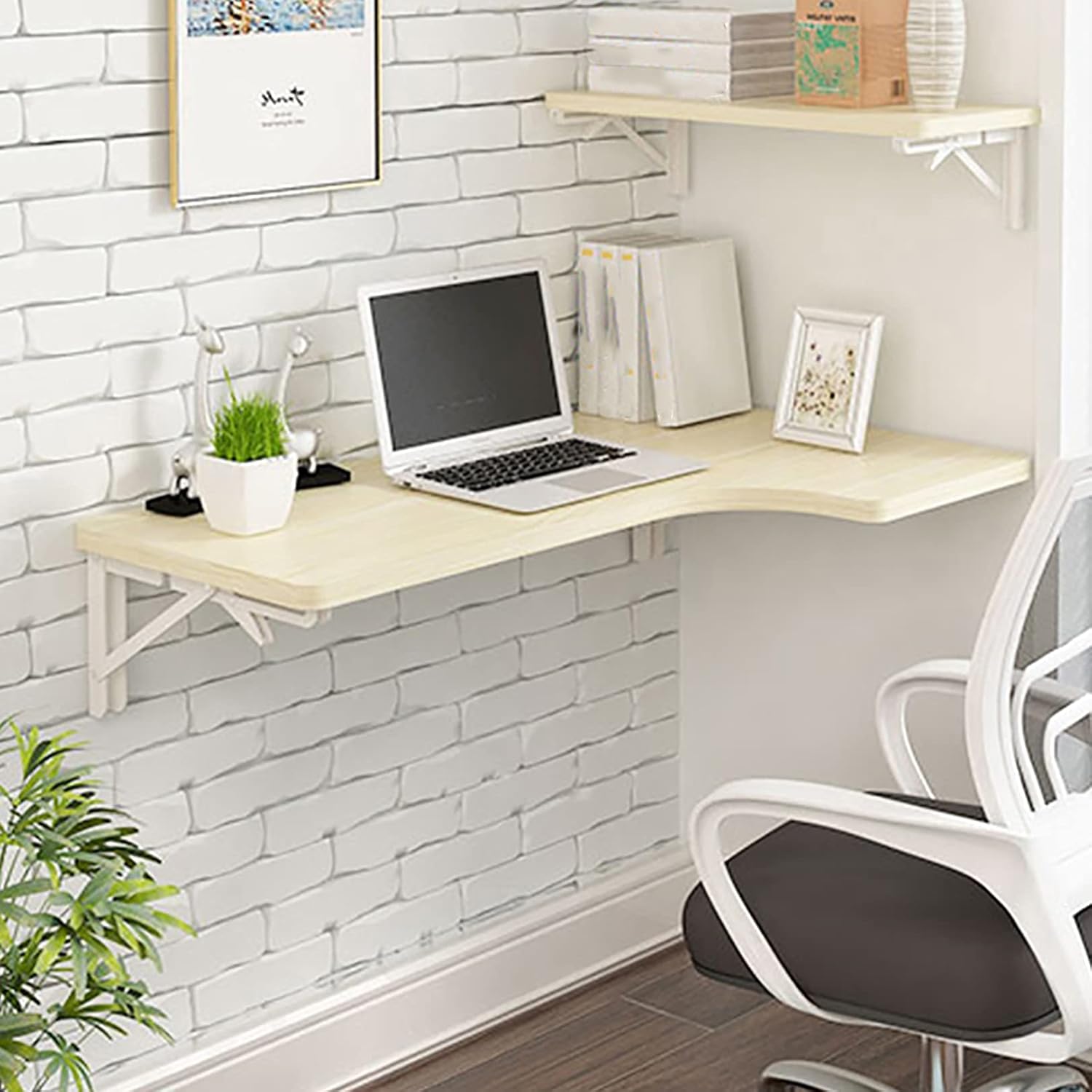SkyFold L50 – Floating Corner Desk with Drop Leaf Wall Mount