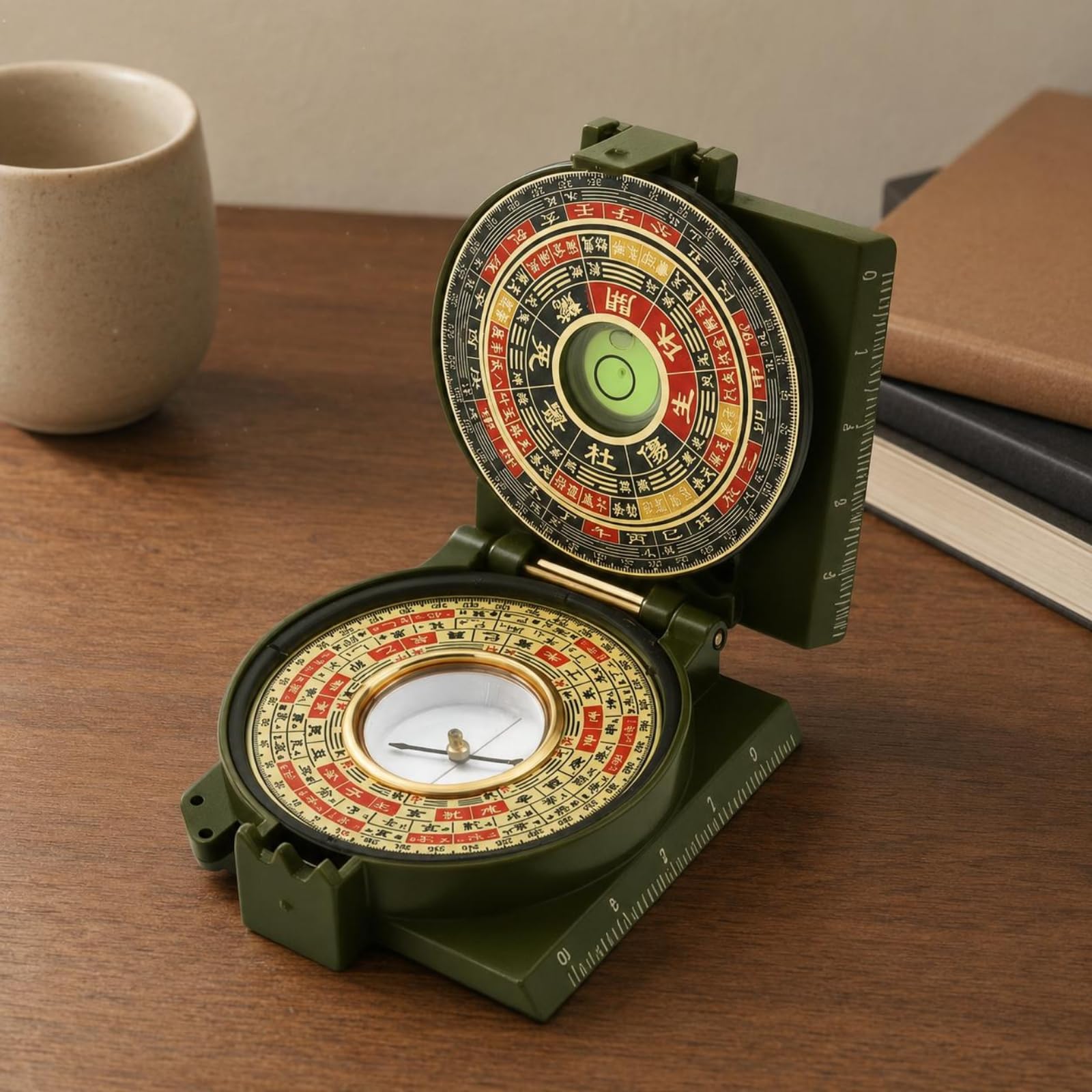 Navigation Kompass Feng Shui Kompass Klappkompass Orientierung Instrument aus Legierung Und Acryl mit Klappbarem Deckel für Präzise Ausrichtung für