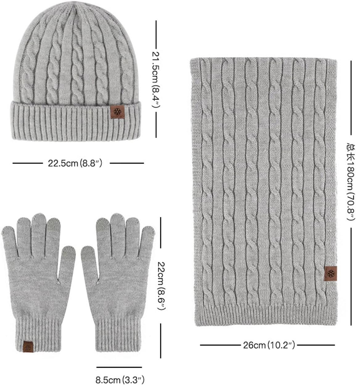Winter Hat Scarf Gloves Set Knitted Hat Scarf Gloves Three Piece Winter Set for Cold Weather Women Men