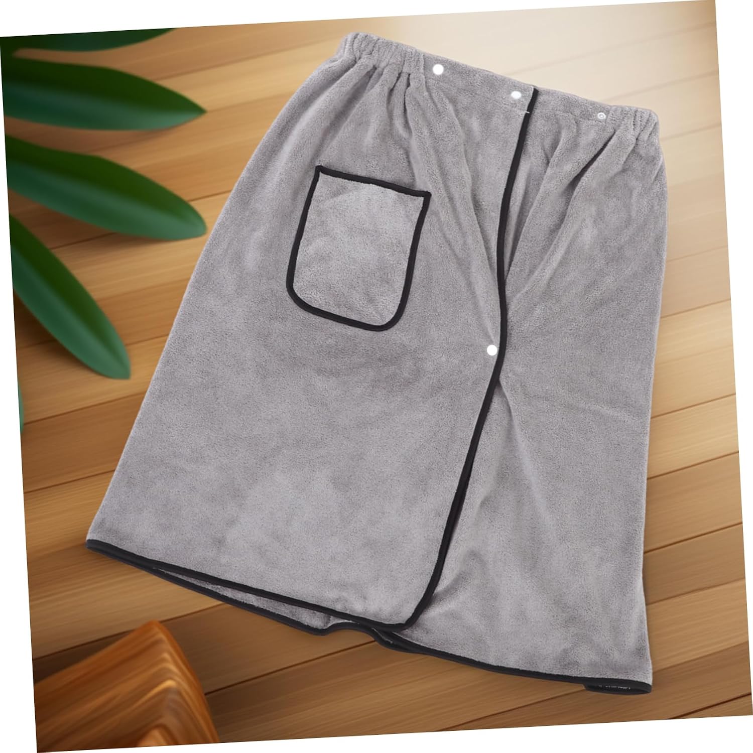 Men Adjustable Bath Wrap Soft Coral Fleece Towel with Pocket Quick Drying High Absorbency Comfortable Spa Beach Use Fits Sauna