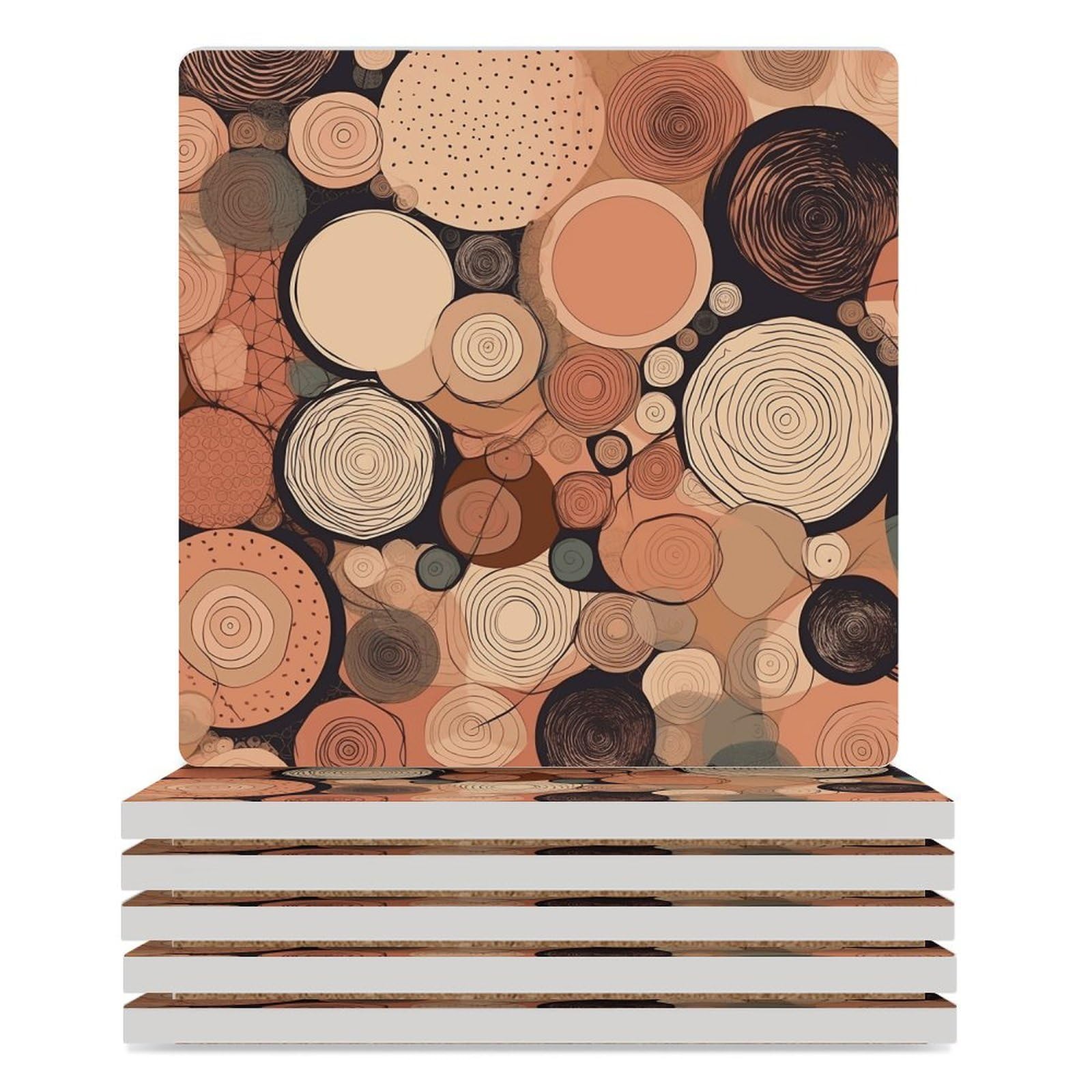 Dessous de verre en bois lot de 6 imprimé céramique, le cadeau idéal de pendaison de crémaillère