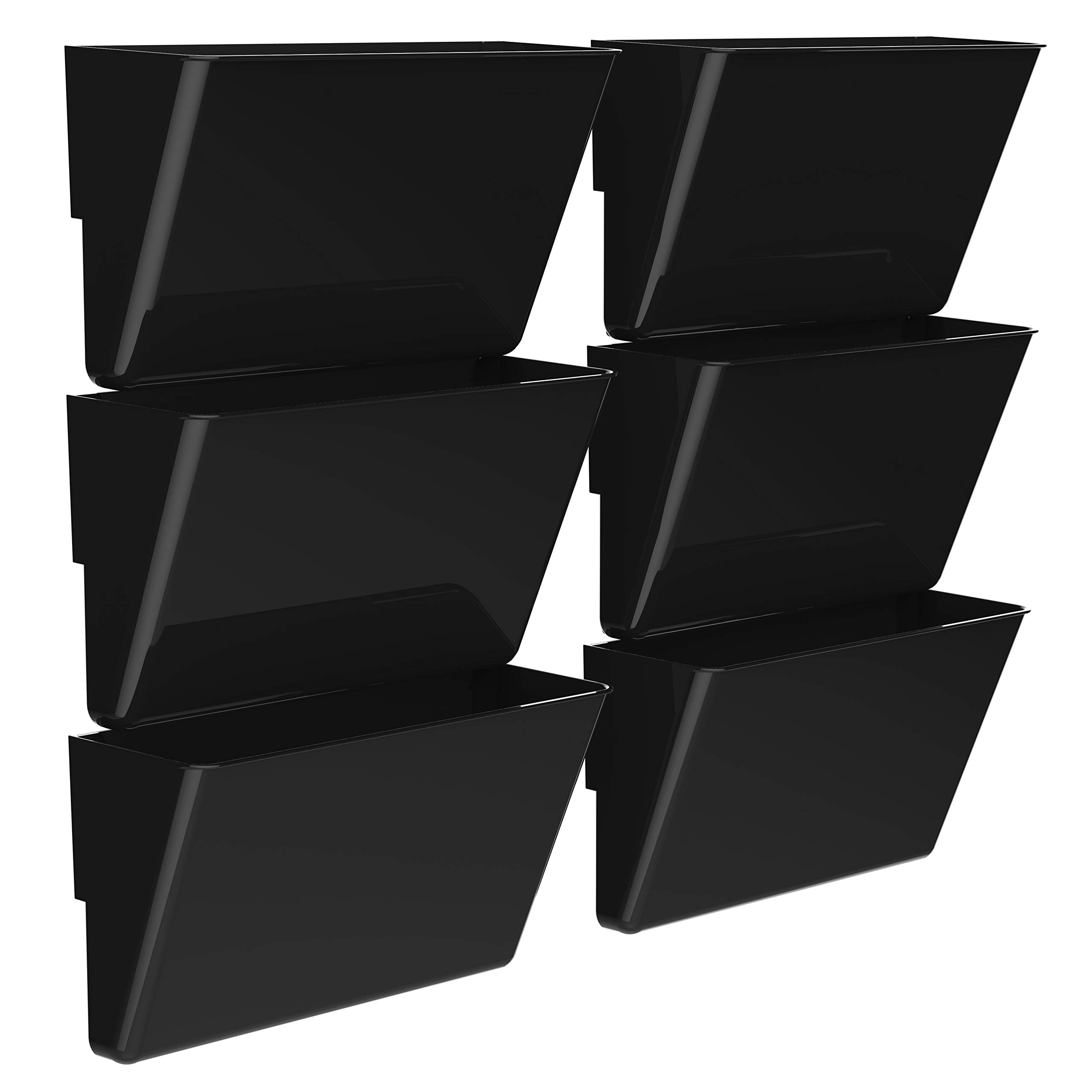 Storex Letter-Size Magnetic Wall Pocket – Plastic File Organizer, Heavy-Duty Magnet Holds 5lbs, Black, 6-Pack (70227B06C)