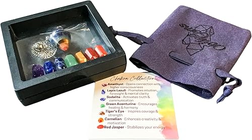 Miniatura 5 de OBILEA Gems Péndulo de 7 chakras y puntos dobles para radiestesia y adivinación, cristales curativos energéticos de equilibrio de chakras con