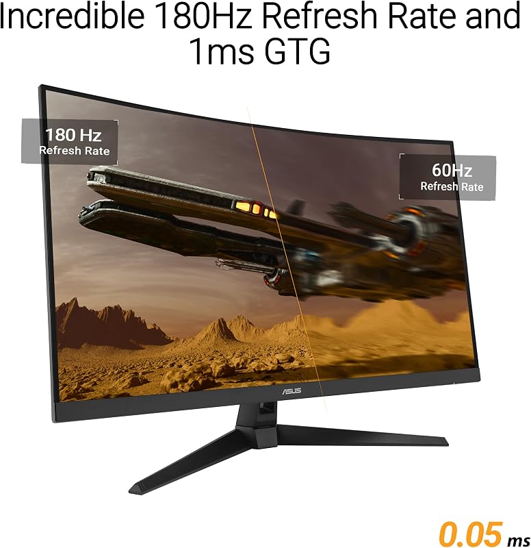 ASUS TUF Gaming VG32WQ3B 32 Inch 1440p 180Hz HDR Curved Gaming Monitor | ELMB Sync, 0.5ms, 90% DCI-P3, Shadow Boost, 1500R Curve, FreeSync, DisplayWidget Center, for PS5 and Xbox image 3