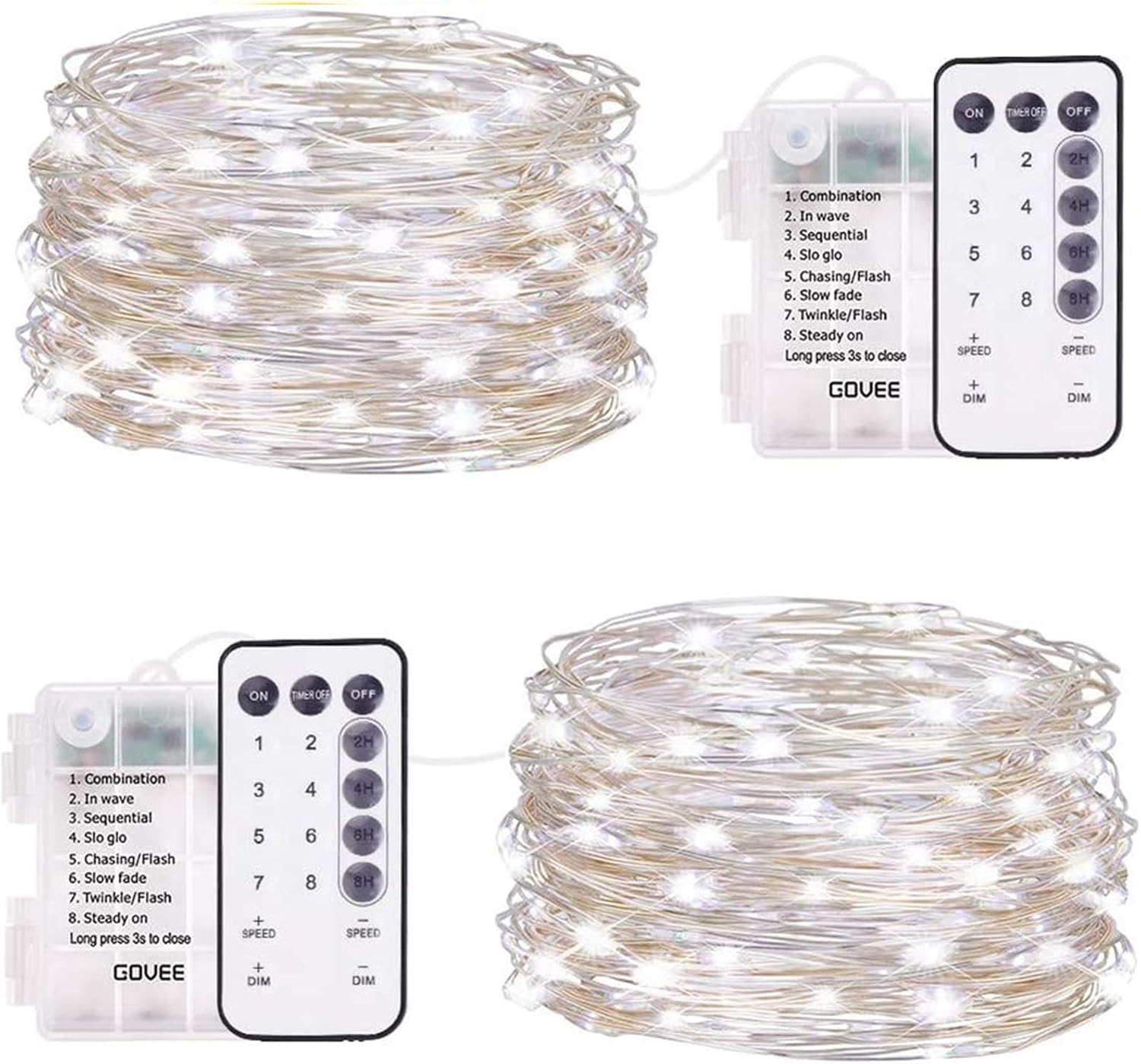 Govee LED Indoor Christmas Decor Fairy Lights, 16.4 Feet Rope Lights 2 Pack, 50 LEDs Waterproof Flexible Battery String Lights Battery Operated for Bedroom Home Wedding Christmas Festivals Cool White