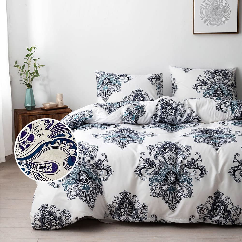 Lekesky White Paisley Duvet Cover Queen 