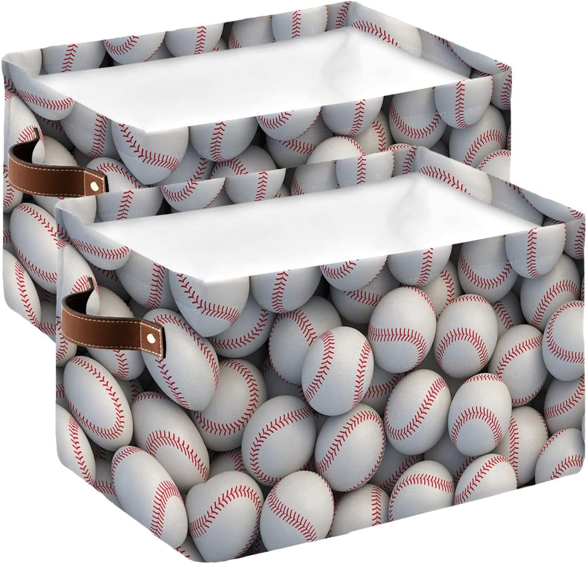 2 PCS Large Storage Basket Bins Waterproof Fabric, Kids Boys Basketball