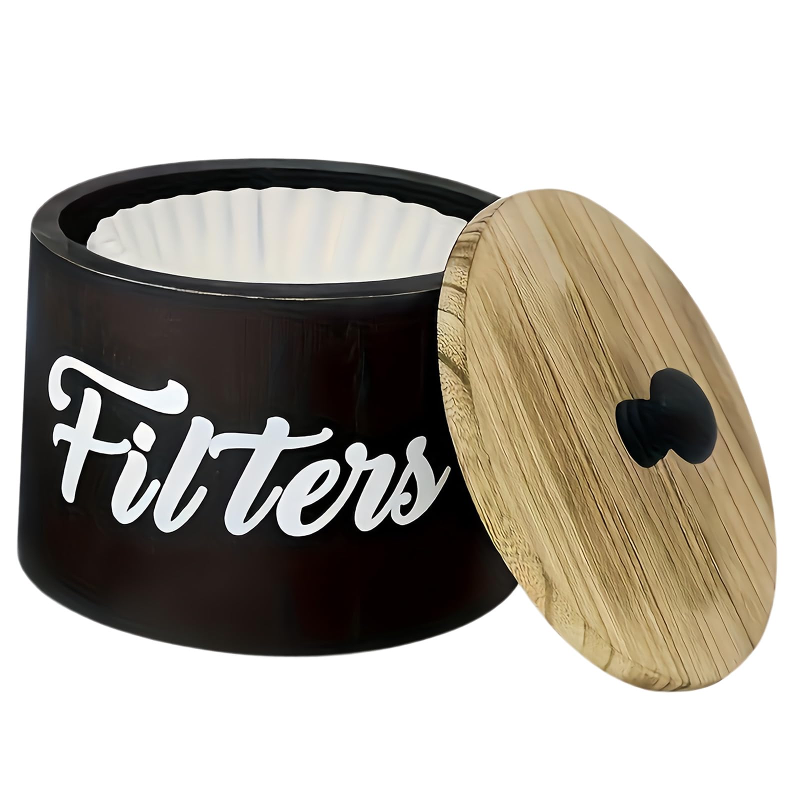 Hsyzygian Wooden Coffee Filter Paper Holder Organizers Filter Paper Dispenser for Kitchen Countertop and Offices Desk Storage Dustproof Coffee Container