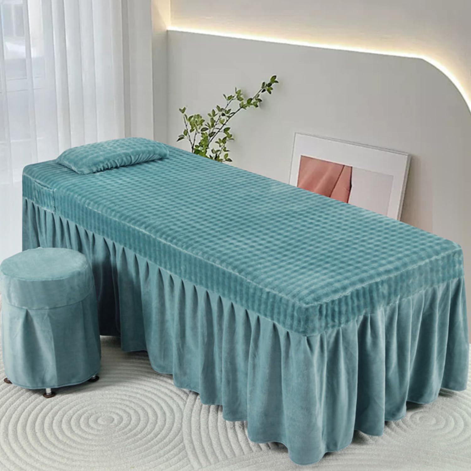 LDLCYCN Warm Massage Table Bed Skirt with Hole Professional Spa Beauty Salon Bed Cover