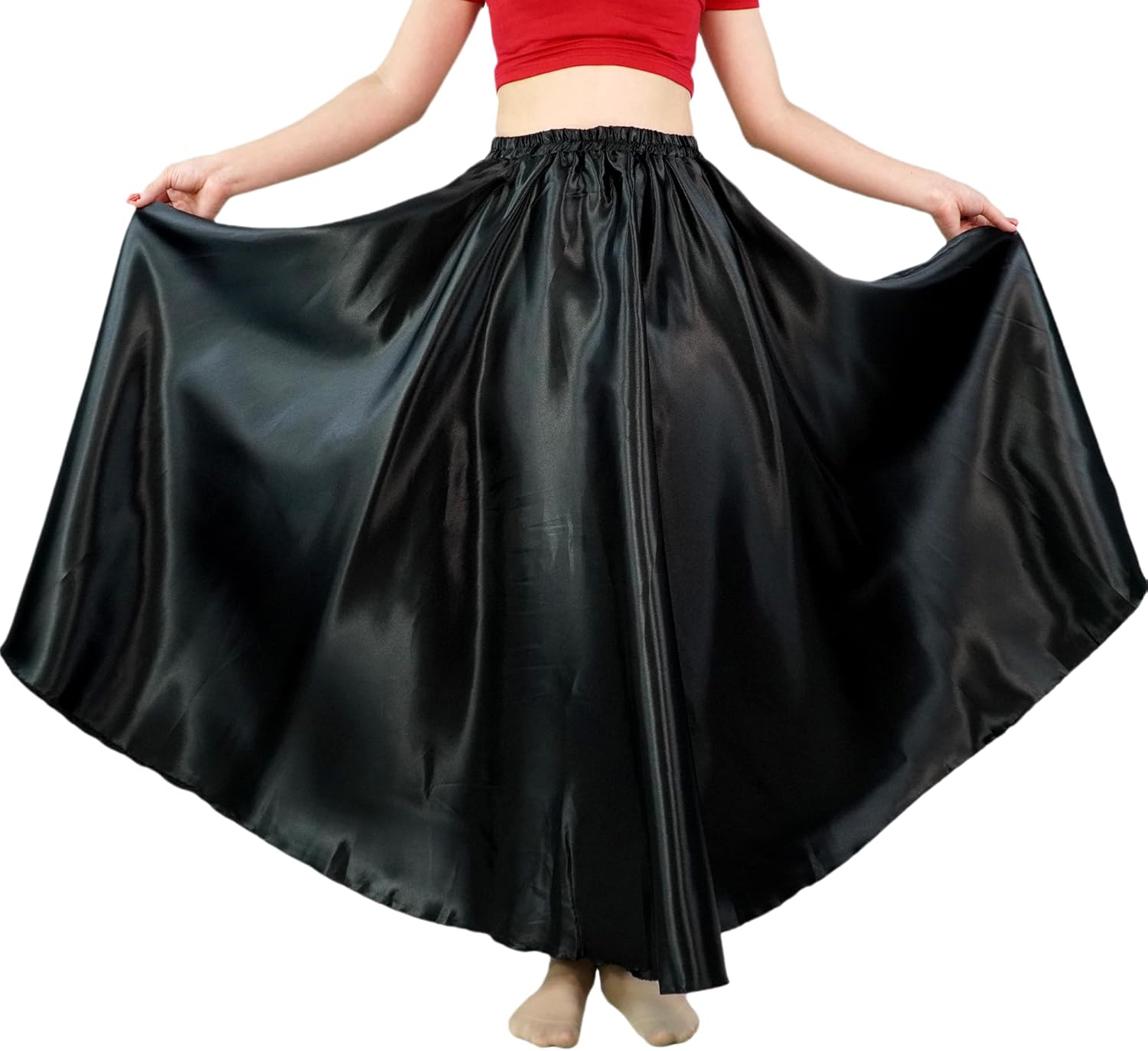 MUNAFIE Women's Long Maxi Dance Skirt - Satin Fairy Skirt for Praise & Cosplay Belly Dance