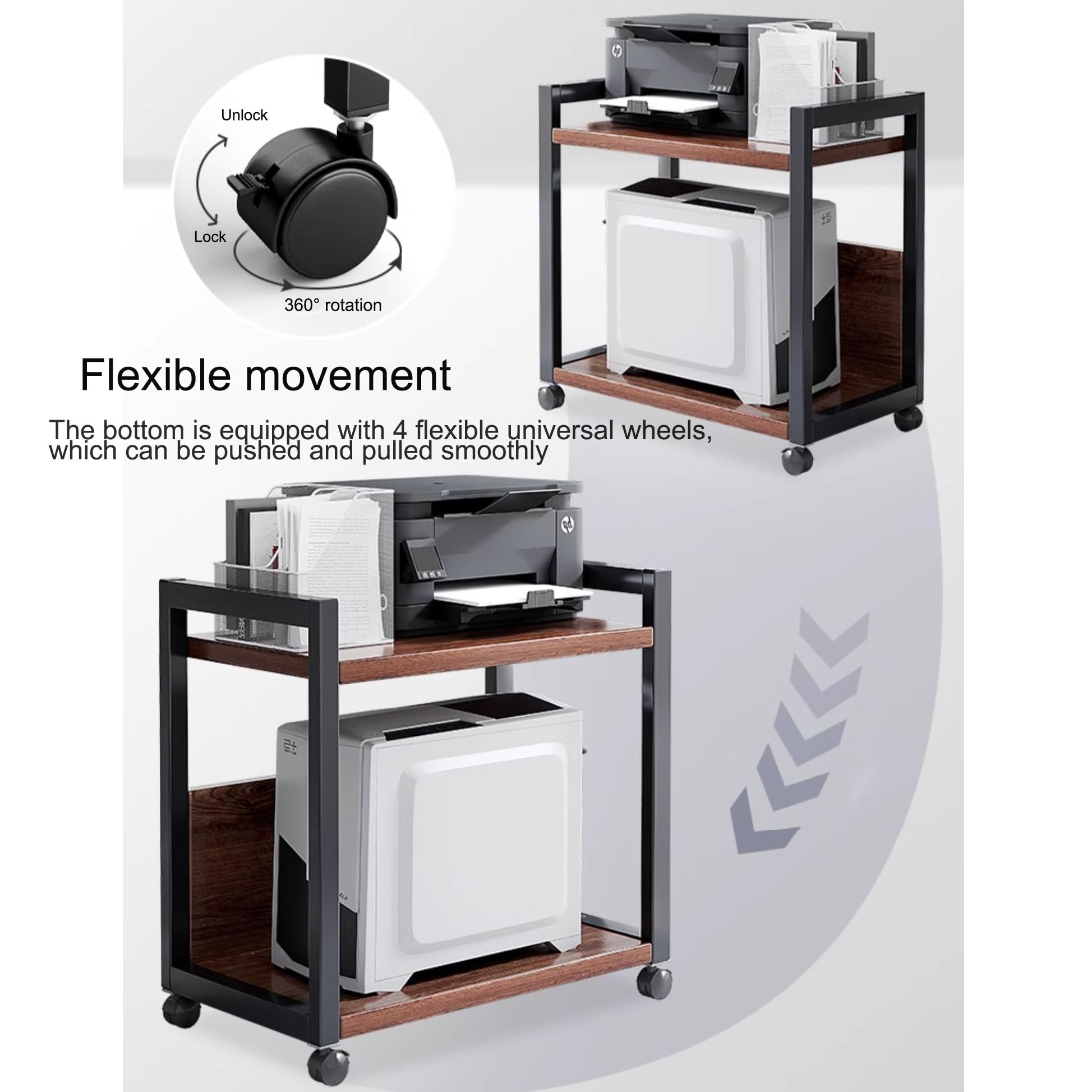 Mobili per Hi Fi Mobile Giradischi e Porta vinili con Ruote,Rack Audio Moderno,Mobiletto portaoggetti AV,Rack Audio Mobiletto portaoggetti,Rack Audio Rack componenti Stereo(51x40x55cm)