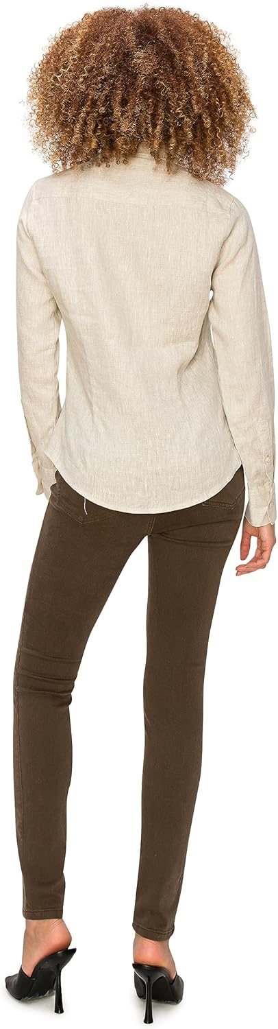 KHAKI & BLUE Women’s The Everyday Garment-Dyed Skinny Jeans – Soft Stretchy High Rise Comfy Casual Pants 79352JDM405_BRN 8 Brown