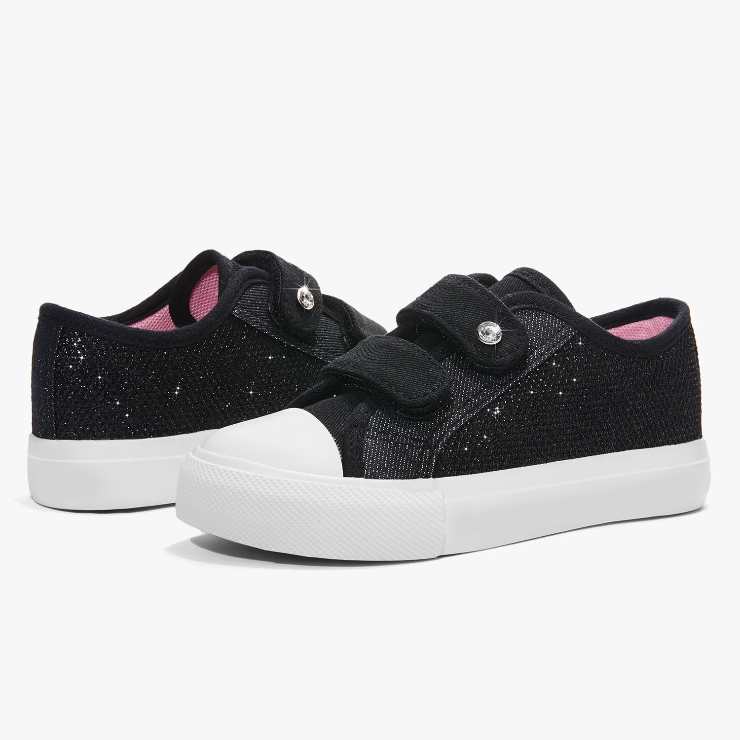 Weestep Toddler Girl Glitter Sneakers Lightweight Sparkle Slip On Canvas Shoes - Image 5