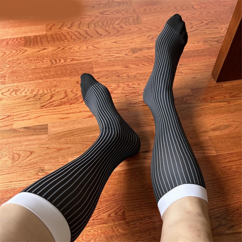 Mens Sheer Business Dress Socks Long Over the Calf Dress or Work Socks Nylon Dress Socks Knee Highs Dress Socks
