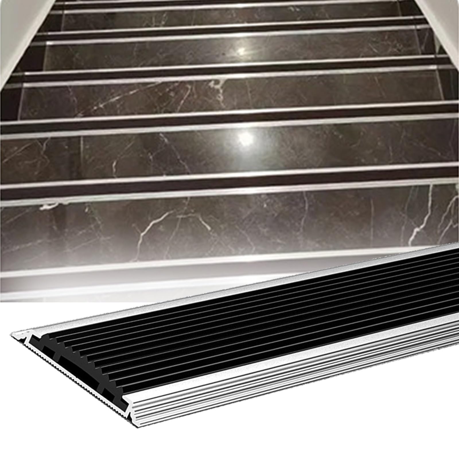 YLLFFLL Stairway Edge Protectors Suitable for Marble Floors, Customizable Stair Nose Molding, 2 Inch Wide Staircase Step Edge Trim(Black,1.9m/6.2ft)