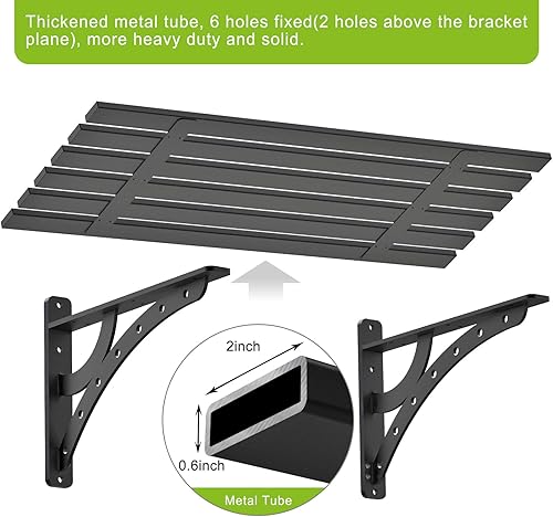 Miniatura 2 de Dolibest Estante de garaje de montaje en pared resistente, negro (2PCS)