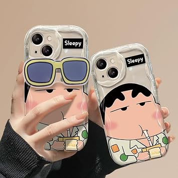 Crayon Shin-chan Mobile Shelf Sunglasses iPhone 14 Pro Max Case, TPU Clear Soft, Shockproof, Scratch and Drop Protection, Slim Lightweight, Comic Design, Cute, Stylish iPhone Air/Pro/Pro Max/Plus/mini