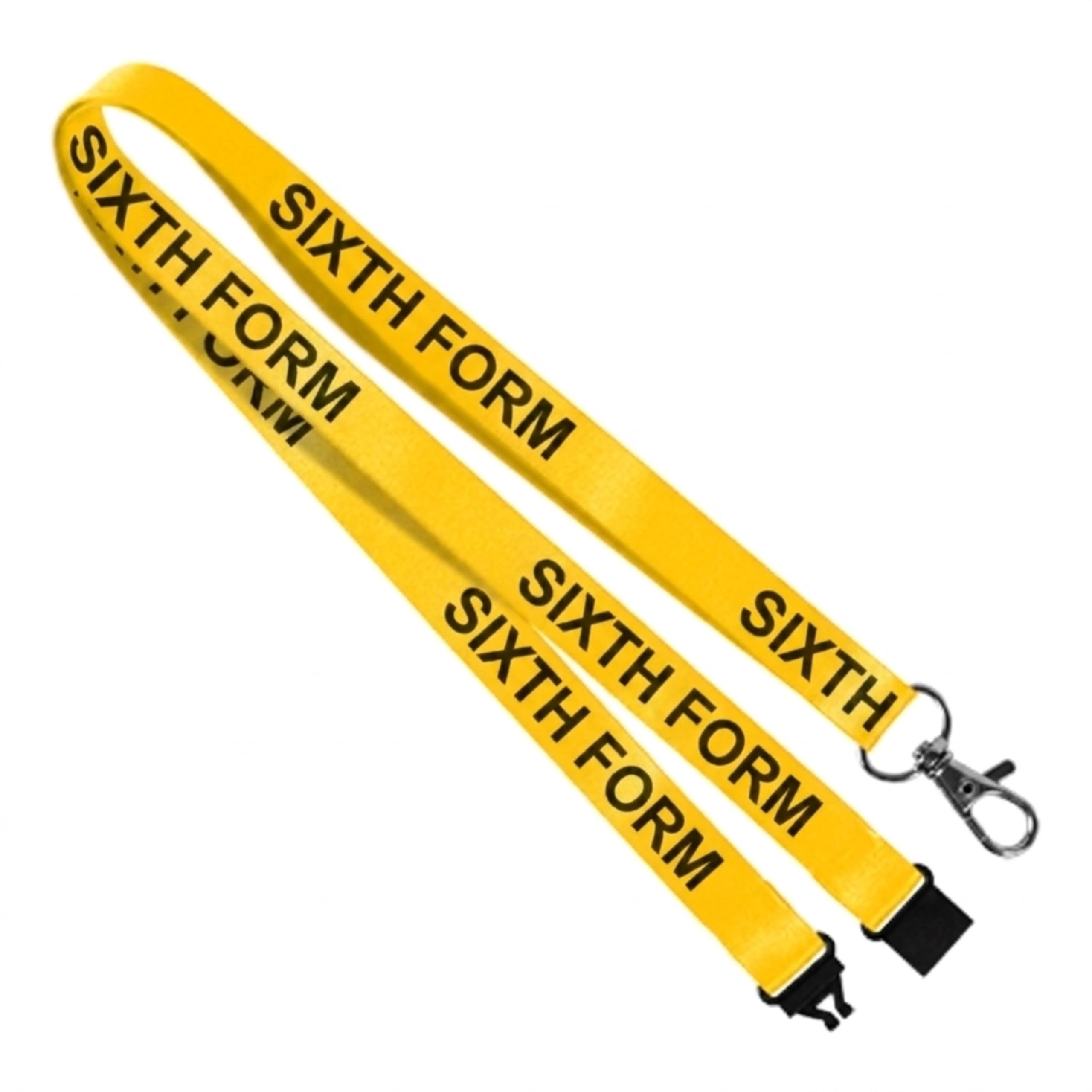 We Print Lanyards 10 Yellow Sixth Form ID Lanyards with Safety Breakaway, Printed SIXTH FORM School Name Badge Lanyards for Schools, Colleges & Education Settings — image 1