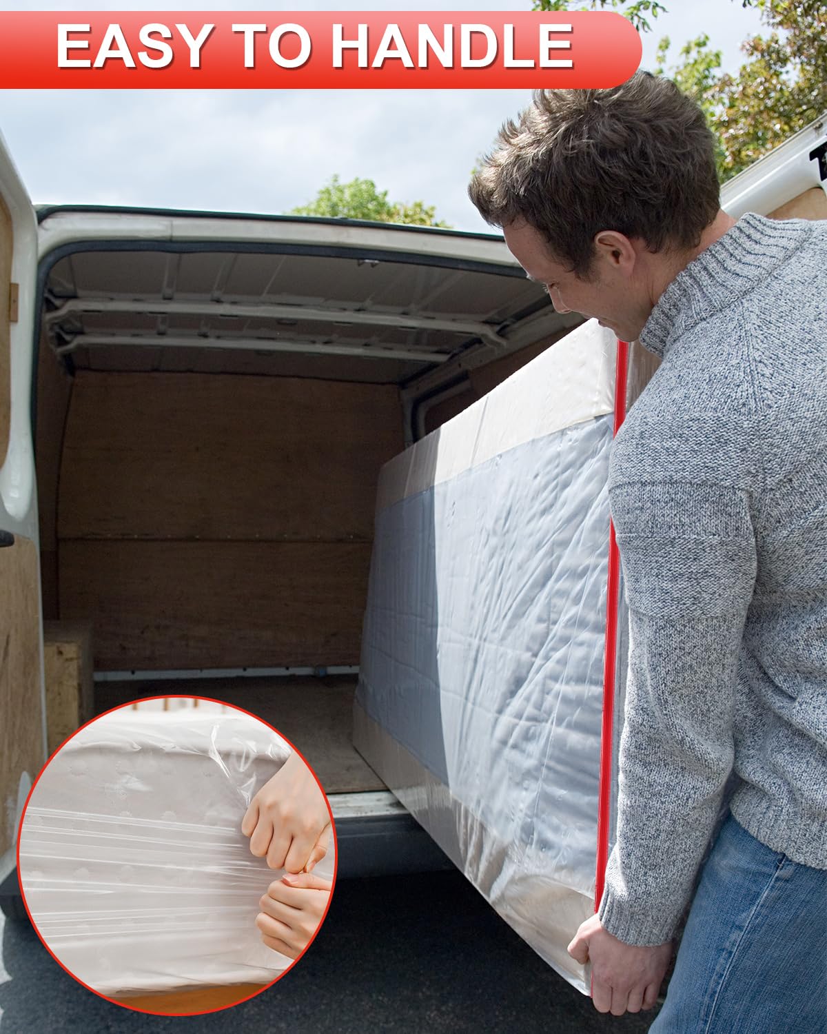 Housse de matelas en plastique 140 x 200 cm avec large fermeture éclair - Sac de matelas imperméable et indéchirable - Pour stockage, déménagement - Réutilisable (épaisseur 30 cm Housse de matelas en plastique 140 x 200 cm avec large fermeture éclair - Sac de matelas imperméable et indéchirable - Pour stockage, déménagement - Réutilisable (épaisseur 30 cm