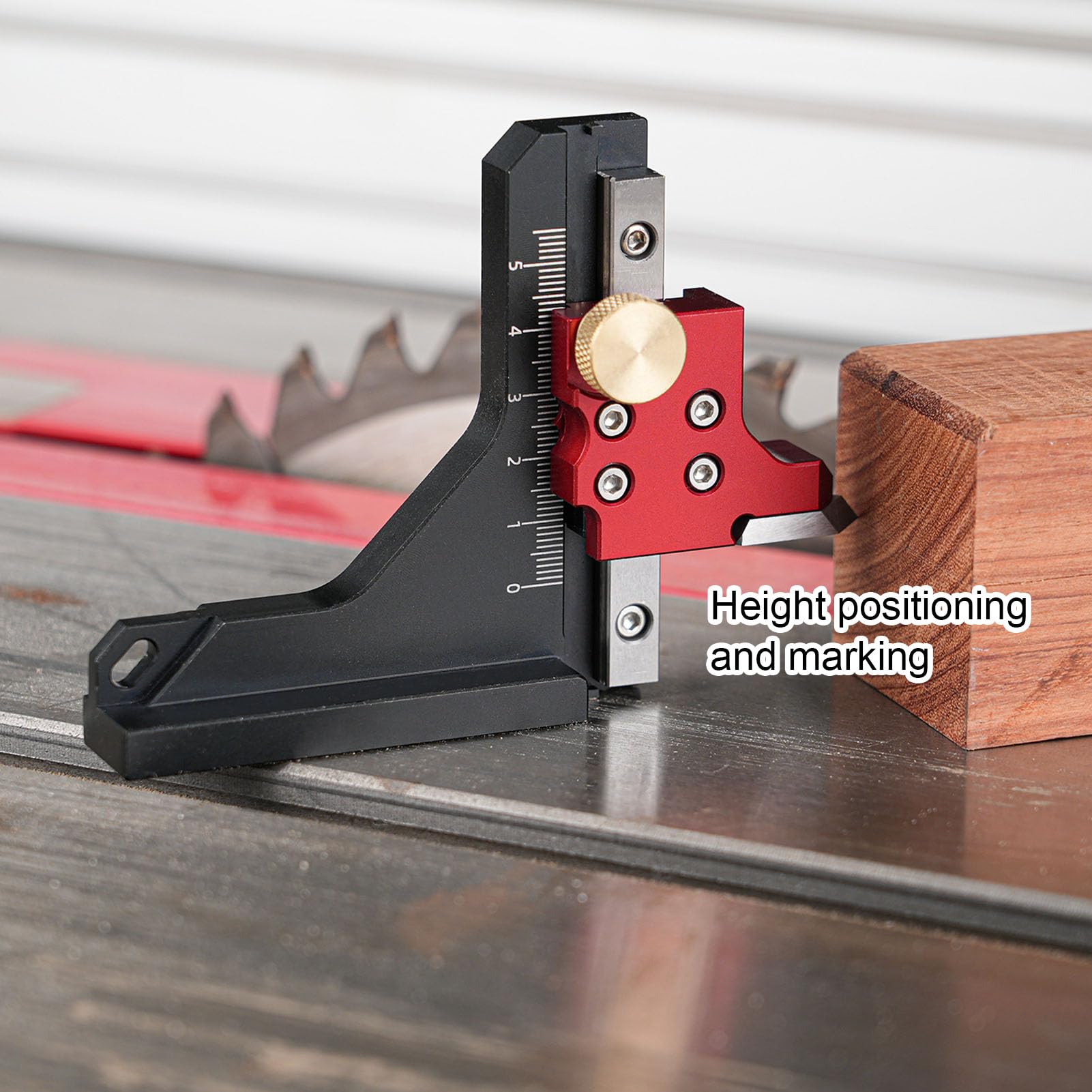 Höhenmesser Tischkreissägen-Einrichtungsblock, Tischkreissägen-Höhenmesser, Präziser Frästisch aus Aluminiumlegierung, Tiefenmesslineal-Einrichtungsblock für