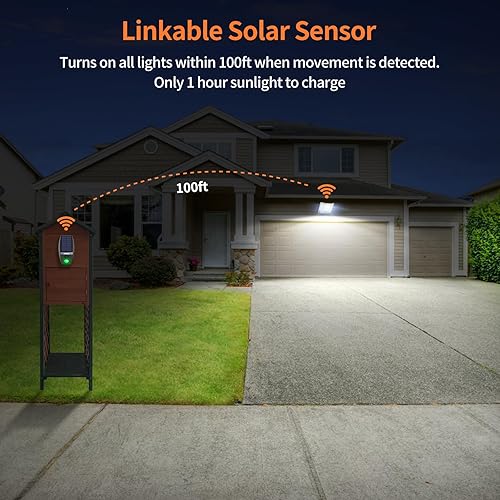 Miniatura 6 de intelamp Luces solares impermeables para exteriores, 20000 mAh, 4000 lúmenes, doble sensor de movimiento, reflector de seguridad exterior con