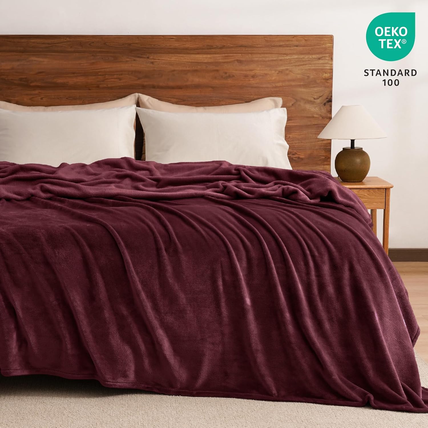 PHF Ultra Soft Fleece Blanket King Size, No Shed No Pilling Luxury Plush Cozy 300GSM Lightweight Blanket for Bed, Couch, Chair, Sofa Suitable for All Season, 108" x 90", Wine Red/Burgundy - Image 6