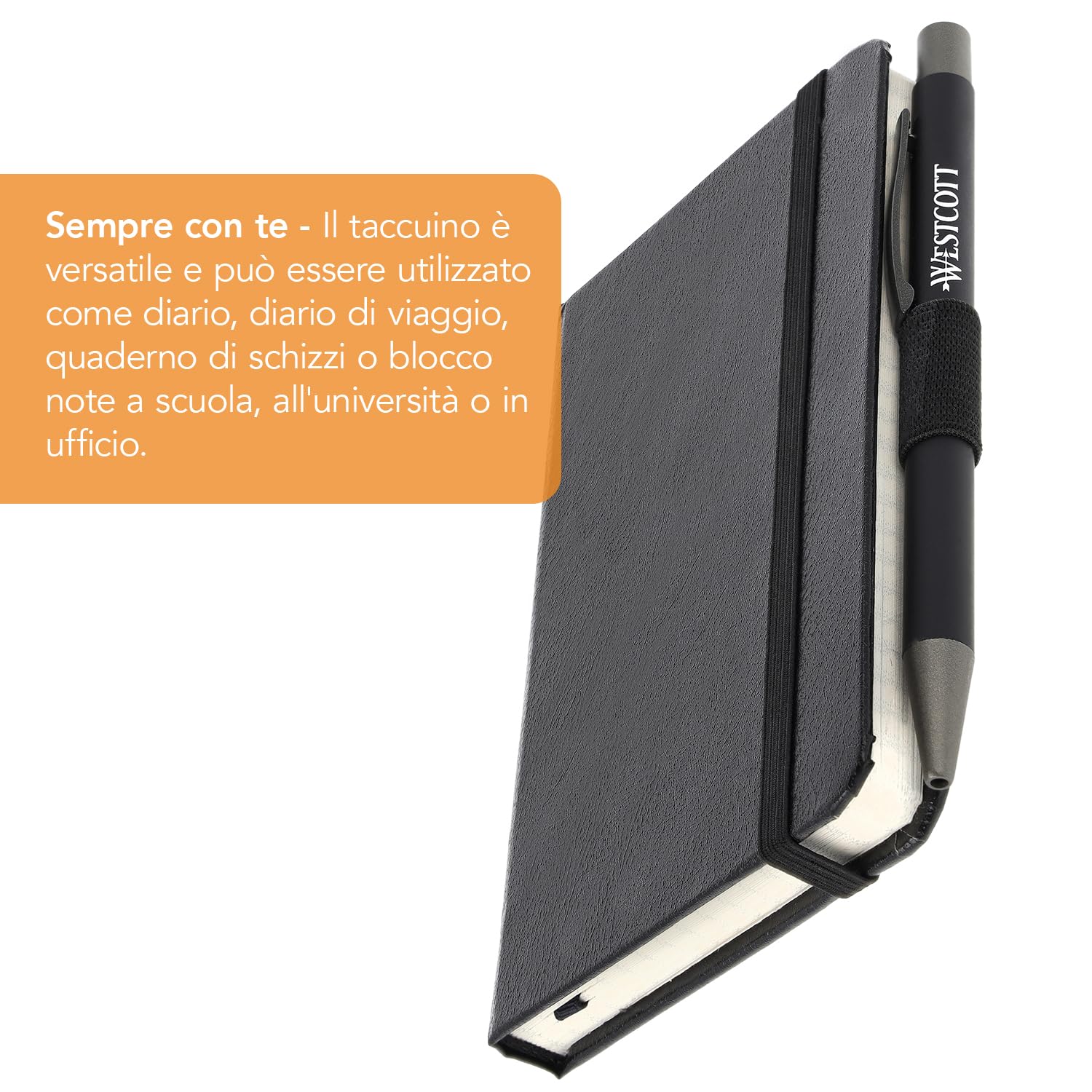 Westcott Taccuino A6 Quadrato Copertina Rigida 192 Pagine Carta FSC 80 g/m²