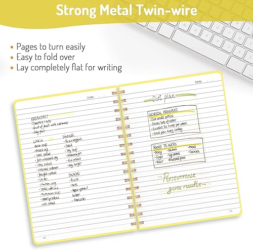 Vista 87 de Forvencer Cuaderno rayado en espiral con 300 páginas numeradas, diarios gruesos A5 para escribir con papel de 3.53 oz/m², cuadernos de tapa dura