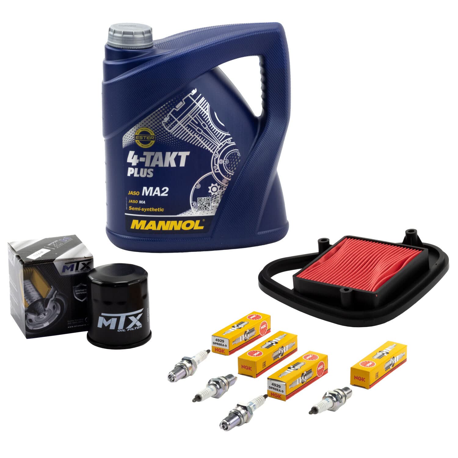 Wartungspaket Öl 4L + Luftfilter + Ölfilter + Zündkerzen für Hon da VT 600 C VT600 C Shadow PC21 Baujahr 1988-1997