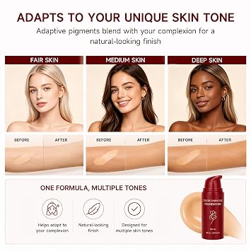 Korean Color Changing Foundation, All Skin Tone Adapt Foundation