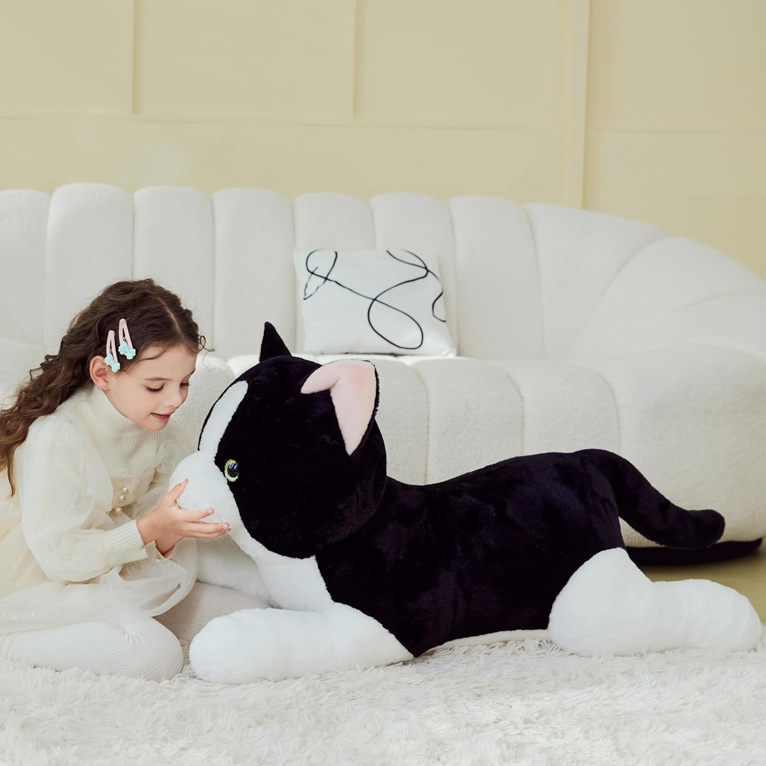 IKASA Giant Cat Tuxedo Stuffed Animal Plush Toy,Big Large Jumbo Soft Toys,30" Cute Huge Size Fluffy Plushy Fat Oversized Plushie,Gifts for Kids - Image 4