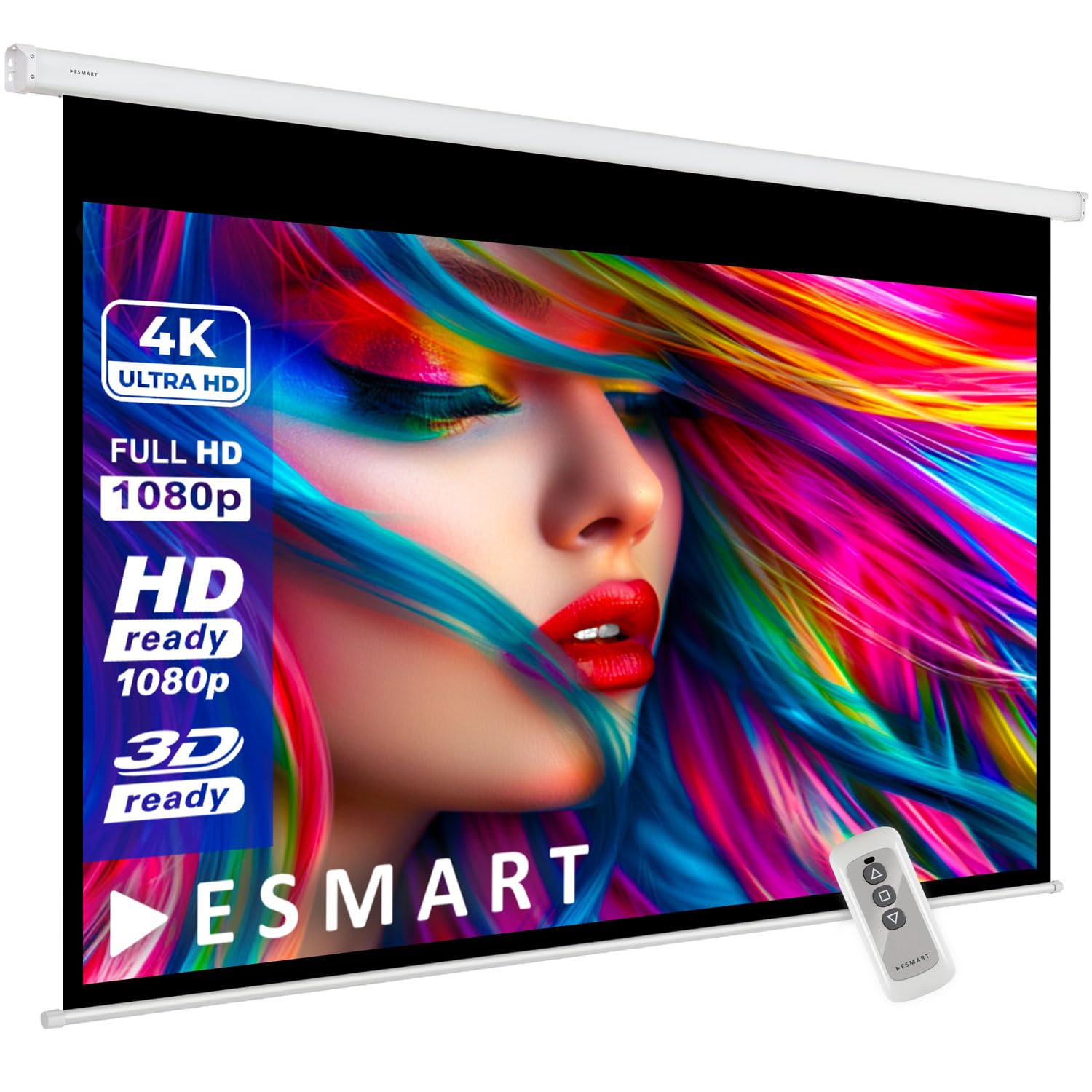 ESMART Economy EXM Motor Screen 277 cm Image 240 x 135 cm (108") | 16:9 Format | Remote Control | Electric Projector Projection Screen Home Theater Motor LCD Screen