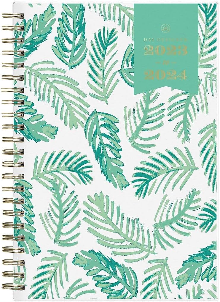 Blue Sky Day Designer for 2023-2024 Academic Year Weekly and Monthly Planner, 5' x 8', Frosted Flexible Cover, Wirebound, Palms (137892-A24)