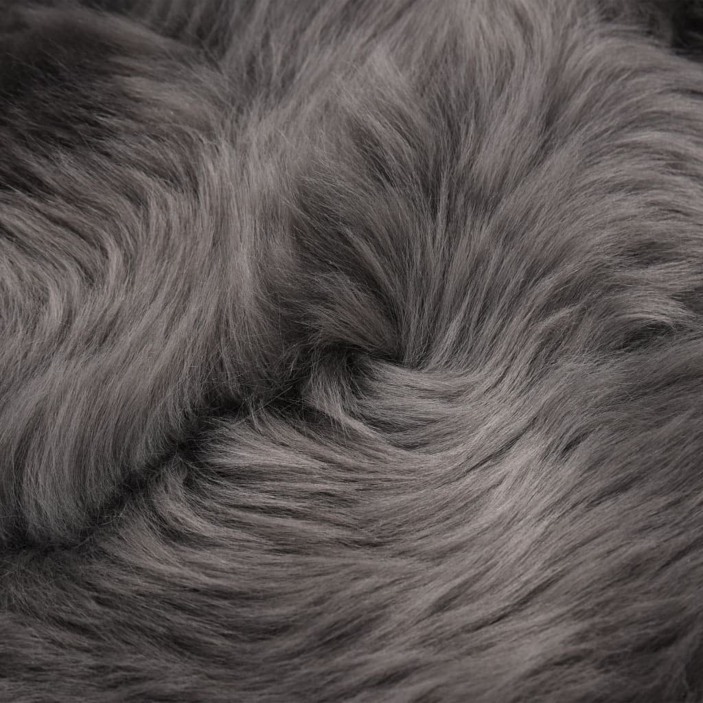 Tapis en fourrure de mouton véritable 60 x 90 cm Gris clair Produit naturel pour salon Ambiance confortable Jeté de luxe Utilisation polyvalente Décoration intérieure chaude