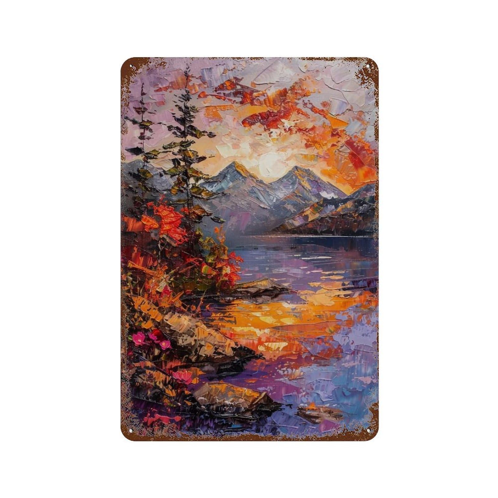 HDURYEYRYY Orange Sunset Autumn Lake 04 Wall Retro Iron Vintage Art Metal Tin Sign Poster Modern Home Cofffee Club Art Bar Shop Decor 30x20cm