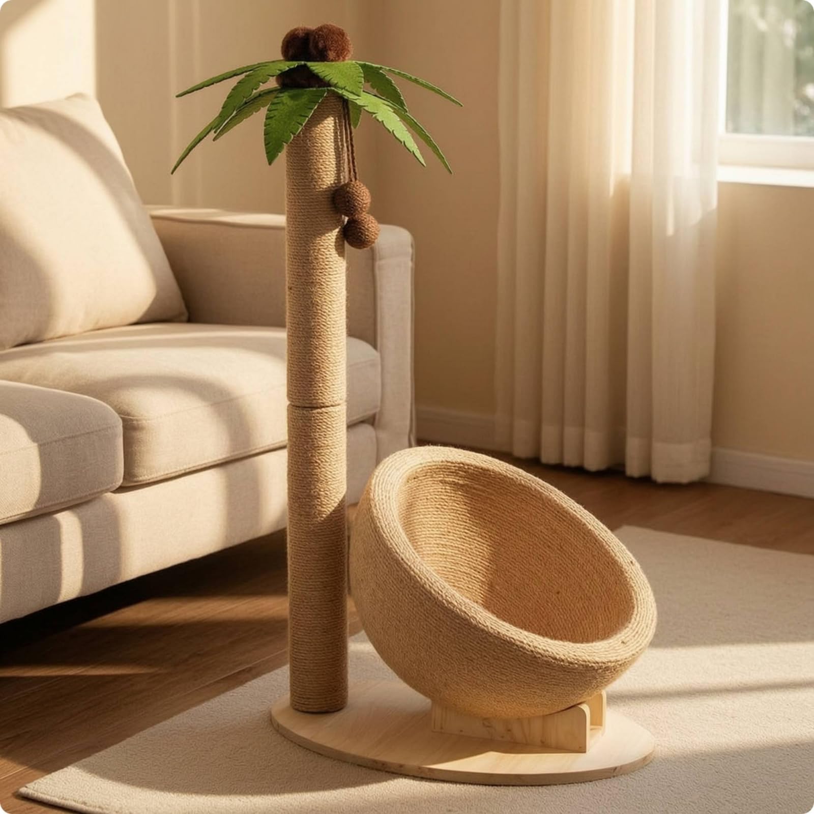Tiragraffi Gatto Torre Albero Piattaforma Cuccia Graffiatoio Colonna Ciotola Nido con Design Palma Materiali in Sisal E Feltro Adatto per Arredo Interno Famiglie