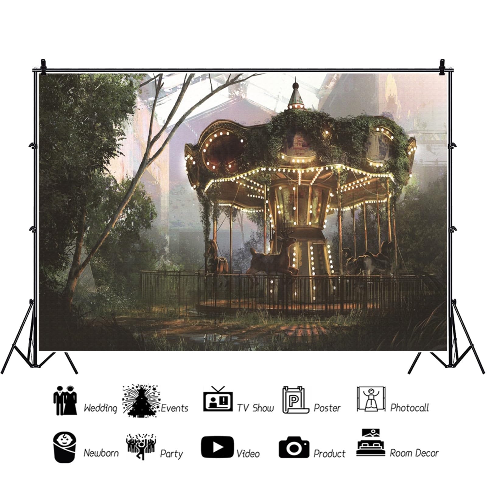 YongFoto 2,2x1,5m Vinilo Fondo de Fotografia Astronave Interior Grunge con Vista en Exoplanet Telón de Fondo Photo Booth Infantil Party Banner Niños Photo Studio Props — view 84