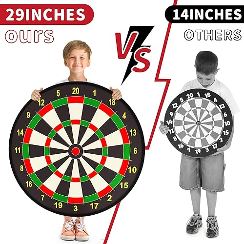 Miniatura 4 de TEMI 29" Large Dart Board for Kids, Boys Toys Dartboards with 20 Velcro Sticky BallsDarts, Indoor & Outdoor Sport Fun Party Play Game Toys, Gifts