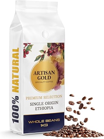 Ethiopian Coffee Beans 1kg – 100% Natural Single Origin Speciality Whole Bean Coffee – Freshly Roasted UK Medium-Light Roast – Floral & Blueberry Tasting Notes