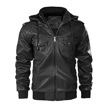 Men's Leather Bomber Jacket, Quilted Hooded Design, Brown