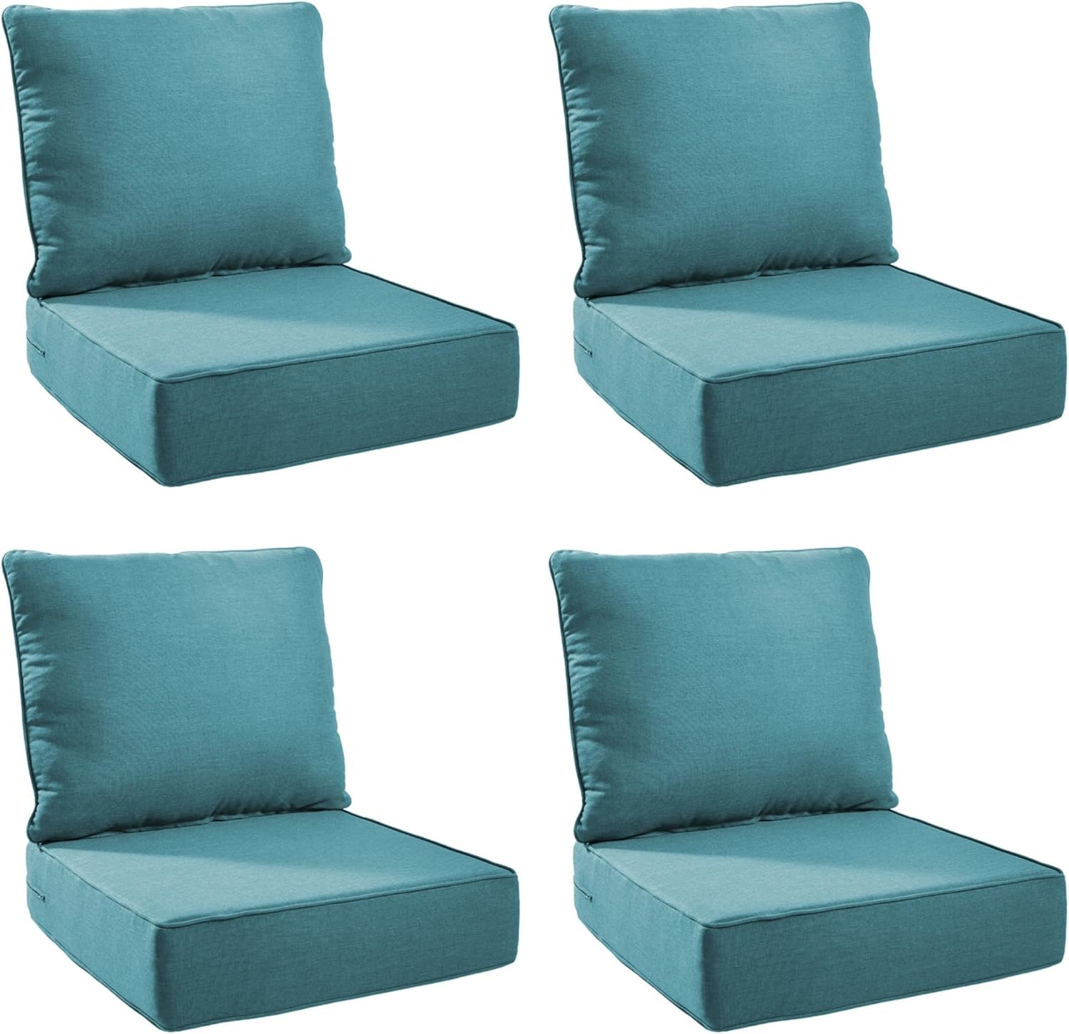 Outdoor Cushion Set for Furniture Patio Furniture, UV Resistant, Water Resistant - 6 Inch Thick Foam Garden Cushions 24x24 Inch Patio Seat Covers for Chair/Sofa/Couch | Peacock Green | 4-Pack |